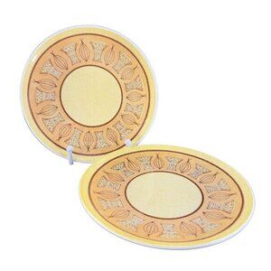 Taylor Smith & Taylor Honey Gold Ceramic Porcelain Dish Plate Set 2 USA MADE VTG